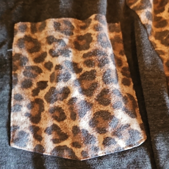 Leopard Print Sleeve Raglan Top - Picture 2 of 4